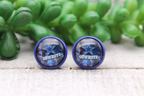 Cowboys Football || Glass Stud Earrings || Hypoallergenic