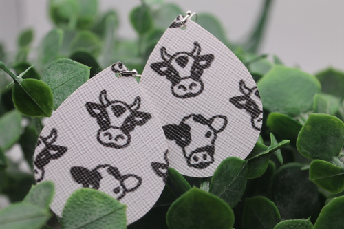 Cows Mini Faux Leather Earrings