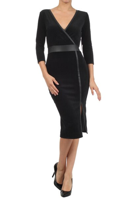 V-neck Sweeter than Velvet Midi Dress