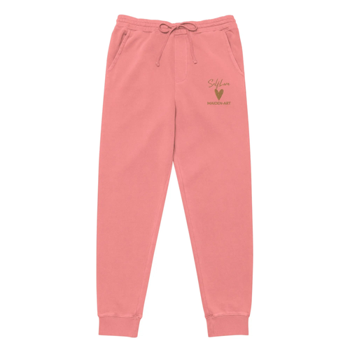 Self Love Unisex pigment-dyed sweatpants with Old Gold Embroidery