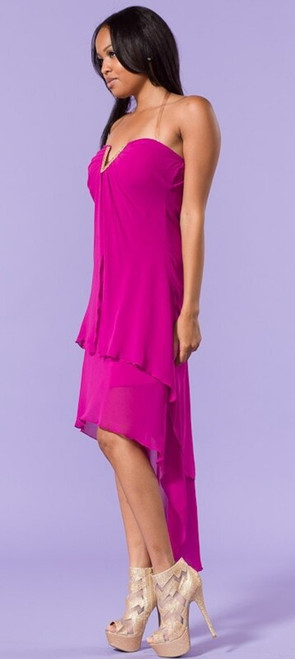Gorgeous, high-low, maxi dress. Layered. Sight pleading. V-cut neckline.