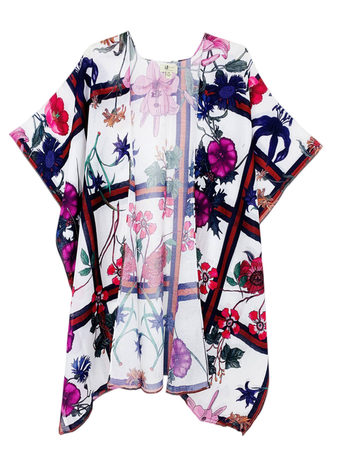 Multi Morning Glory Flower Kimono