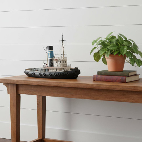 10" Unfinished Wood Hand Painted Model Boat