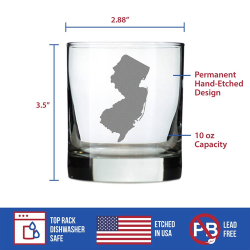 New Jersey Whiskey Rocks Glass - New Jerseyans Gifts