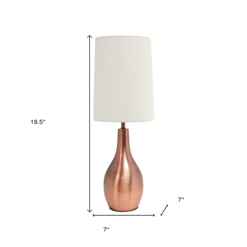 20" Rose Gold Metal Novelty Table Lamp With White Drum Shade