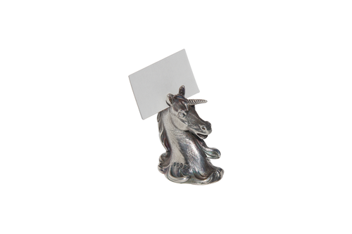 Unicorn Place Card Holder Silver Plate 2 1/4"H