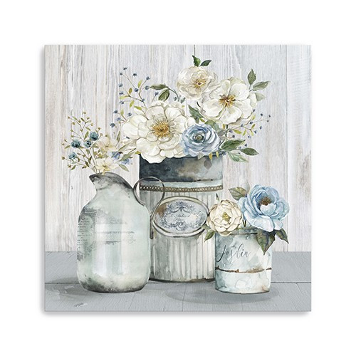 Rustic Grey Flowers Unframed Print Wall Art Polyester