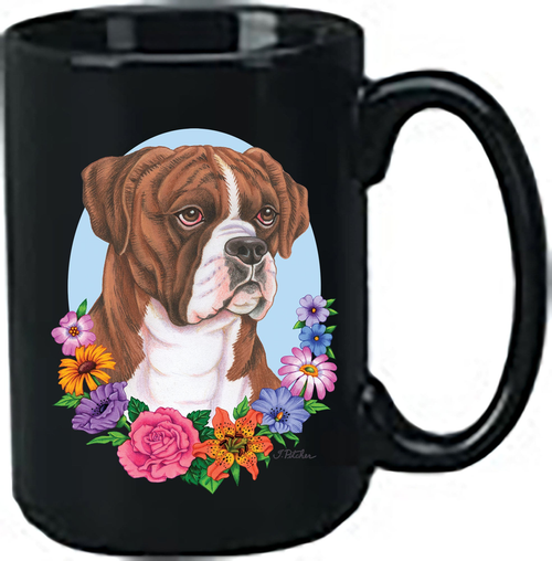 Boxer Brindle Uncropped - Best of Breed Ceramic 15oz Coffee Black Mug