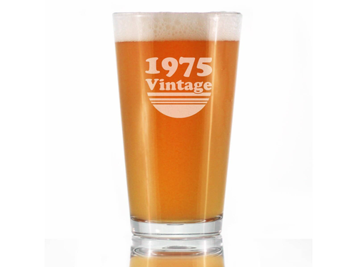 Vintage 1975 Pint Glass for Beer - 49th Birthday Gifts