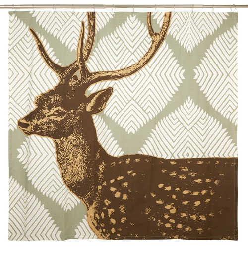 Deer Block Print Shower Curtain