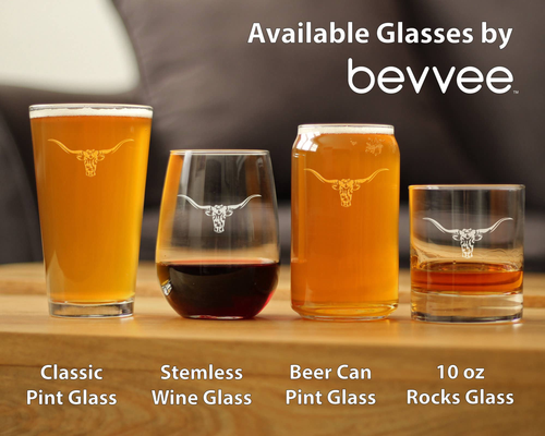 Longhorn Stemless Wine Glass - Longhorns Gifts and Decor