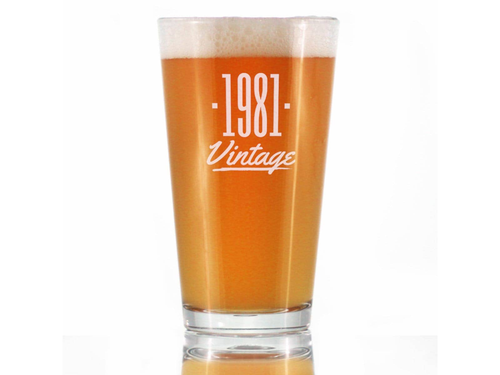 Vintage 1981 Pint Glass for Beer - 43rd Birthday Gifts