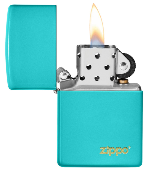 Zippo Flat Turquoise Base Model with Zippo Logo Windproof Lighter 