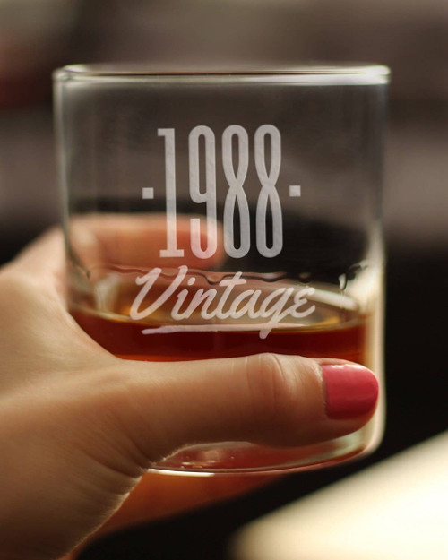 Vintage 1988 Whiskey Rocks Glass - 36th Birthday Gifts