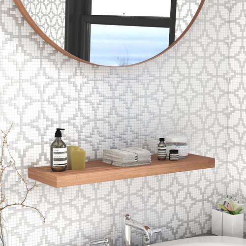 33" Brown Wood Wall Mounted Bathroom Shelves