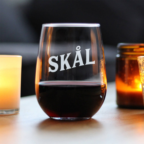 Cheers Norwegian Skal Stemless Wine Glass - Norway Gifts