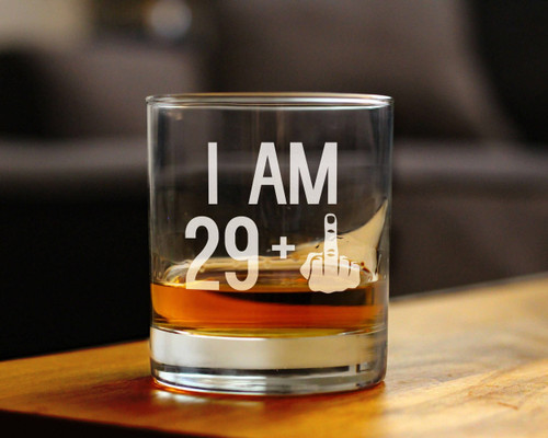 30th Birthday Gifts - 29 Middle Finger Whiskey Rocks Glass