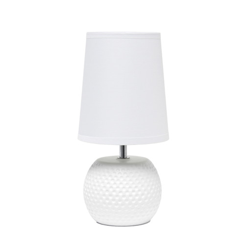 11" White Ceramic Round Table Lamp With White Drum Shade