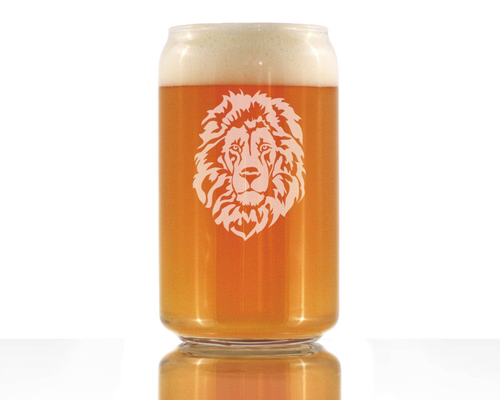 Lion Face Beer Can Pint Glass - African Safari Gifts