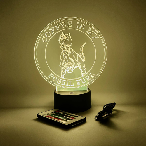 Coffee Is My Fossil Fuel Dinosaur LED Lamp | Coffee Gifts