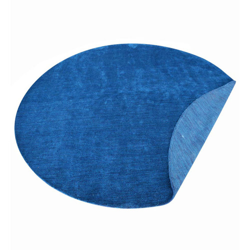 Rugsotic Carpets Hand Knotted Loom Silk 10'x10' Round Area Rug Solid