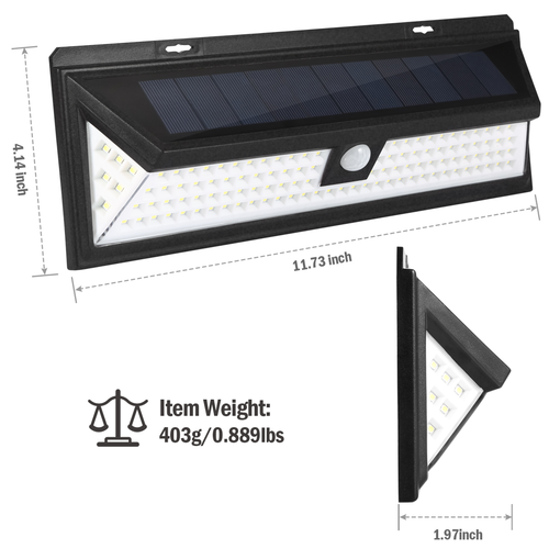 Solar Lights 118 LEDs Solar Wall Light 