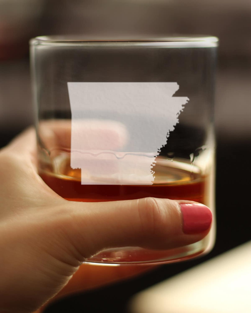 Arkansas Outline Whiskey Rocks Glass - Arkansans Gifts