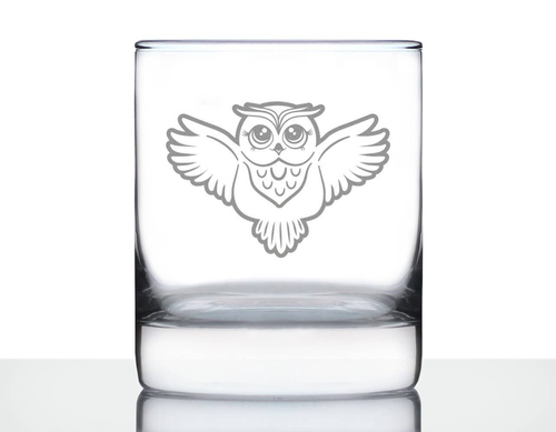 Cute Owl Whiskey Rocks Glass - Owl Gifts and Decor