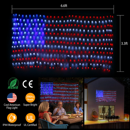 American Flag String Lights 390Pcs LED 