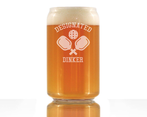 Designated Dinker Beer Can Pint Glass - Pickleball Gifts