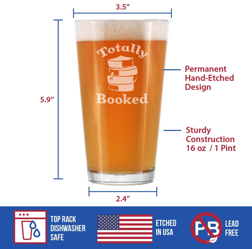 Totally Booked Pint Glass for Beer - Book Reader Gifts