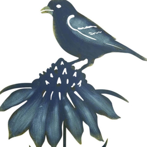 Set of Two Blue Iron Birds Garden Stake