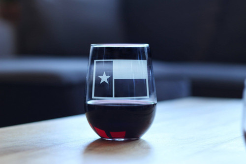 Texas Flag Stemless Wine Glass - Texans Gifts and Decor