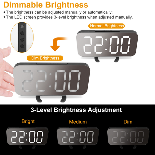 Mirror LED Alarm Clock