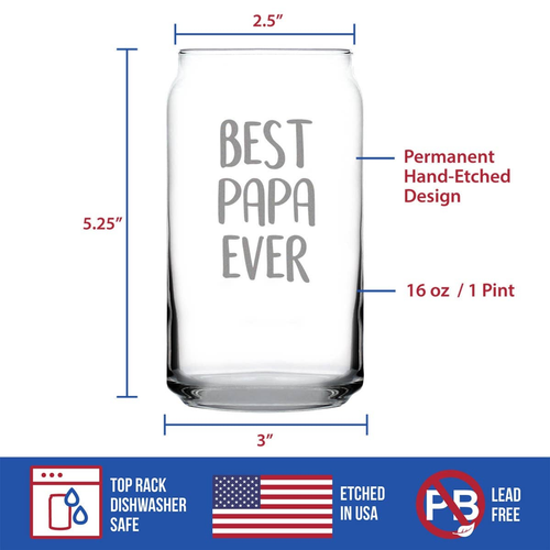 Best Papa Ever Beer Can Pint Glass - Father's Day Gifts
