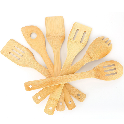 6Pcs Cooking Utensil Bamboo Wooden Spoons