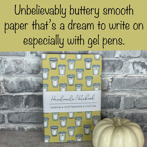 Mustard Pumpkin Spice Pattern - A5 ish size - Staple Bound Journal - Handmade