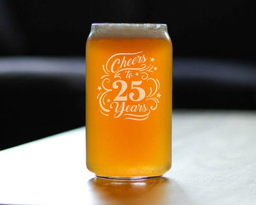 Cheers 25  Beer Can Pint Glass - 25th Anniversary Gifts