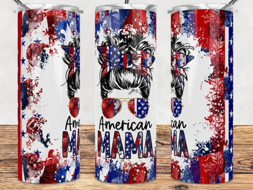 American mama patriotic skinny tumbler