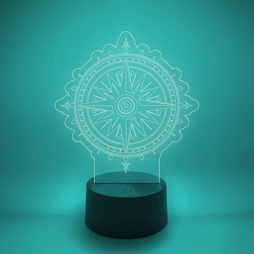 Compass Rose LED Light Up Desk Lamp | Nautical Explorer Gift