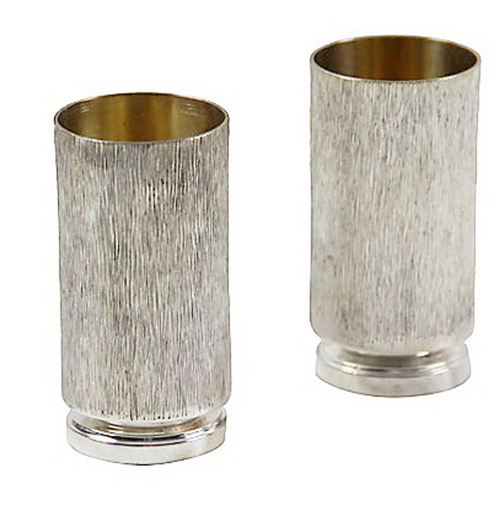 Pr Barked Design Beakers English Silver Plate C.1920