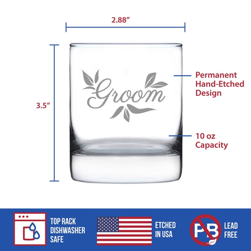 Wedding Groom Whiskey Rocks Glass - Bridal Party Gifts