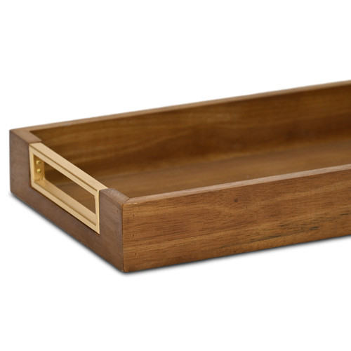 32" Brown Solid Wood Handmade Vanity Tray With Handles