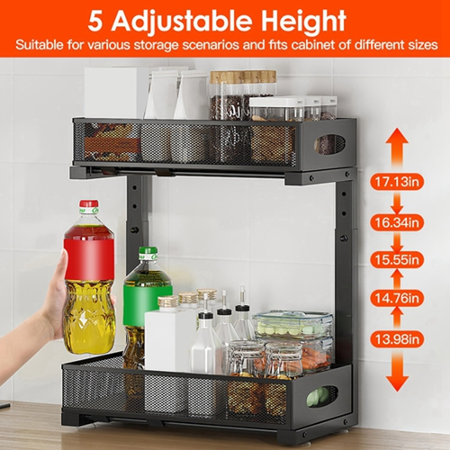 2Pcs Under Sink Organizer 2 Tier 
