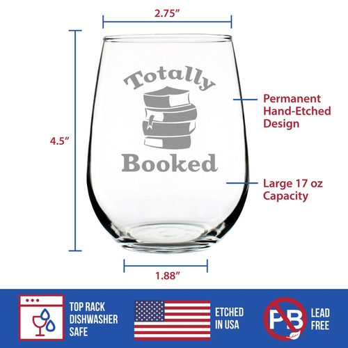 Totally Booked Stemless Wine Glass - Book Reader Gifts
