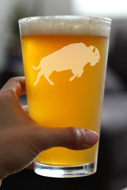 Bison Pint Glass for Beer - Buffalo Gifts and Decor