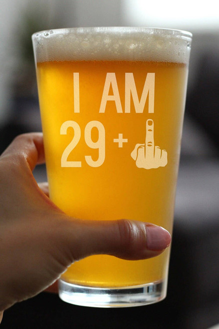 30th Birthday Gifts - 29 Middle Finger Pint Glass for Beer
