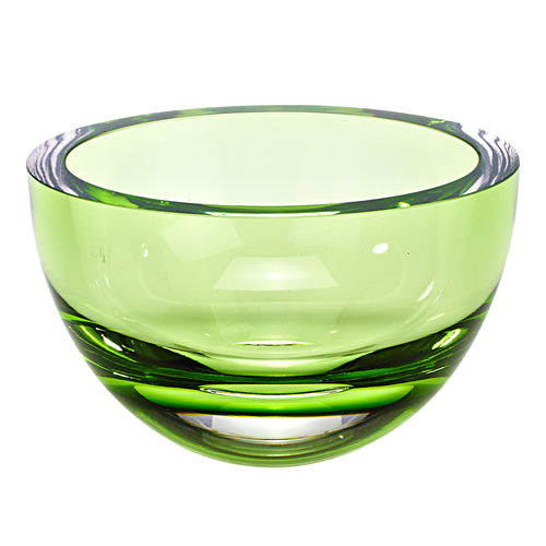 6 Mouth Blown Crystal European Made Lead Free Spring Green Bowl