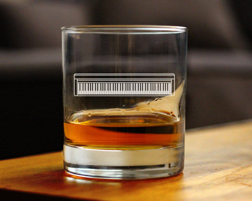 Piano Keyboard Whiskey Rocks Glass - Musician Gifts