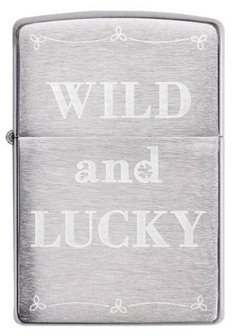 Zippo Wild and Lucky Luster Engraved Brushed Chrome Windproof Lighter 